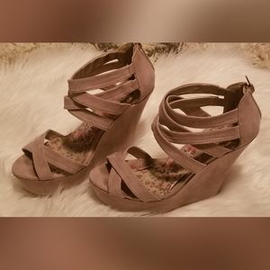 Faux Suede Tan Wedges